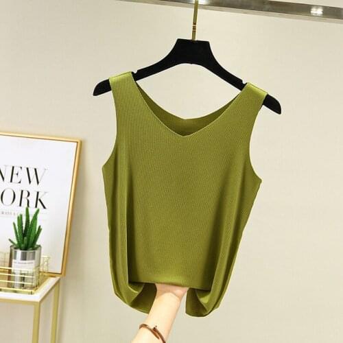 Crop Top Women 2021 Summer New Thread V-neck Tank Top Korean Comfortable and Soft Bottoming Vest Sleeveless Top