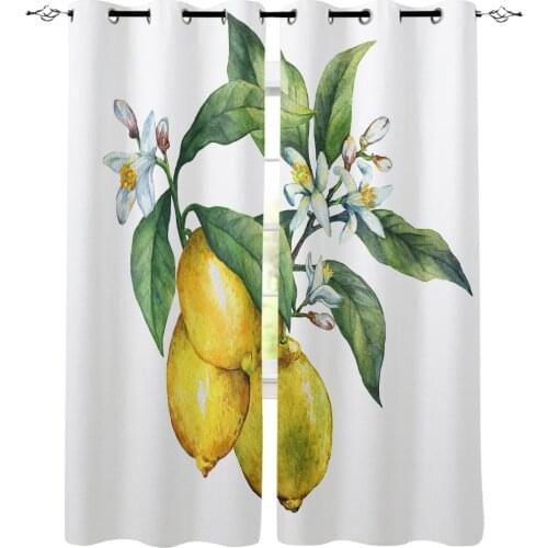 Kitchen Curtains Plant Lemon Flowers Window Curtains Living Room Bedroom Decor Items Curtains for Bedroom