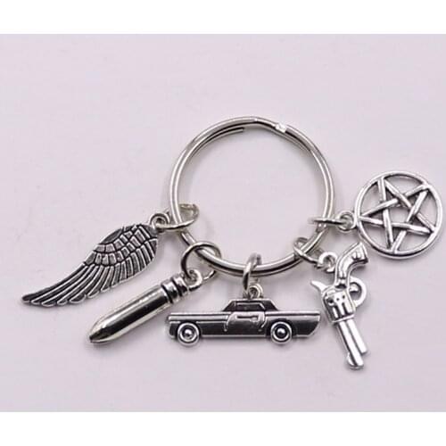 Supernatural Keychain Dean Sun Pendant Key Chain Holder Ring Unisex Pentagram Boy Girl Girls Metal Keychains