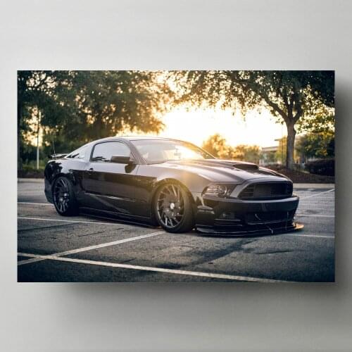 Mustang Shelby Tuning Black Sportscar Muscle Car Wall Art Picture Canvas Posters and Prints