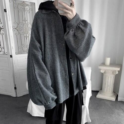 2020 Autumn And Winter New Korean Version Of The Mens Japanese Loose Personality Striped Trend Youth Street Casual Jacket