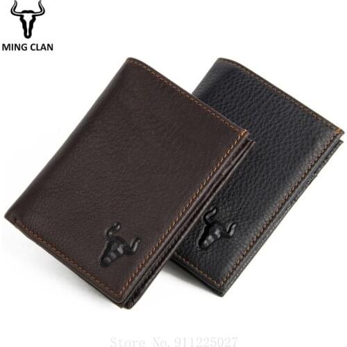 Xiaomi Mens Leather Wallets First Layer Cowhide Short Wallet Large Capacity Card Holder Photo Zipper Coin Purse Anti-RFID