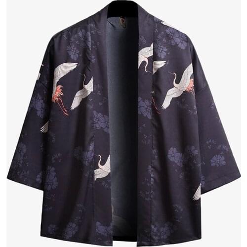 Male 3D Costume Japanese Thin Cardigan Surplices Kimono Vestido Japones Traditional Caftan