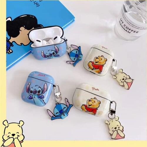 Disney Winnie the Pooh Stitch Soft Shell Wireless Earphone Protective Case for Apple Airpodspro 1 2 Protective Case Gift