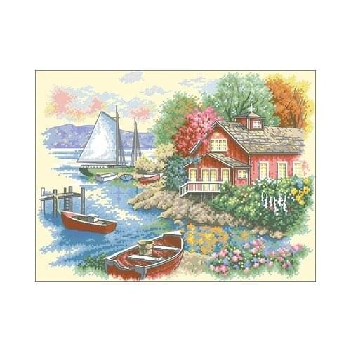 Dim 35230 Lake House Needlework,For Embroidery,DIY 14CT Unprinted Arts Cross stitch kits Set Cross-Stitching Home Decor