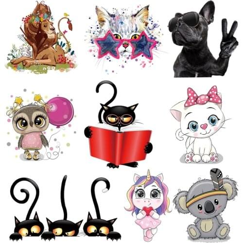 NEW Cute Animal A-Level Unicorn Iron on Patches Thermo Transfer for Clothes Stickers Letter Badges Washable DIY T-shirt Patches