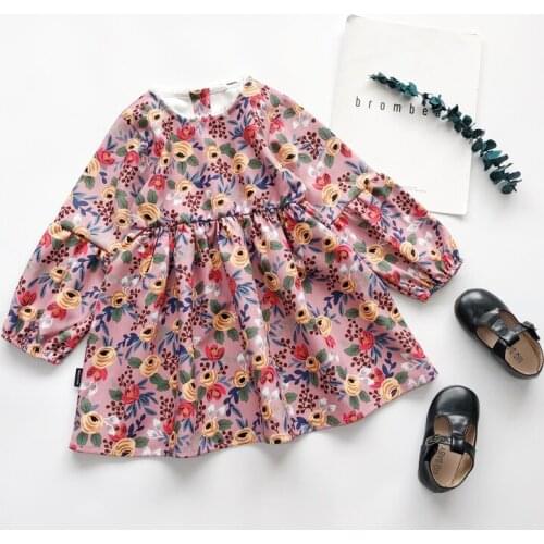 2020 Autumn Casual Solid Girls Dress Flowers Kids Dresses For Girls High Quality Fashion Girl Clothes