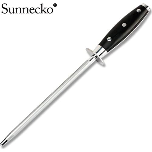 Sunnecko Professional Sharpening Bar for Damascus Steel Kitchen Knives Sharpener Stick Diamond Steel Chefs Rod G10 Handle