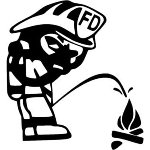 Dawasaru Firefighter Peeing on Fire Fun Car Sticker Waterproof Decal Laptop Truck Motorcycle Auto Accessories PVC,14cm*13cm