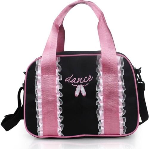 Pink/Black Ballet Bag Lace Dance Bags Girls Adults Dance Handbag Child Ballet Dance Bag Embroidered Ballerina Bag For Kids/Women