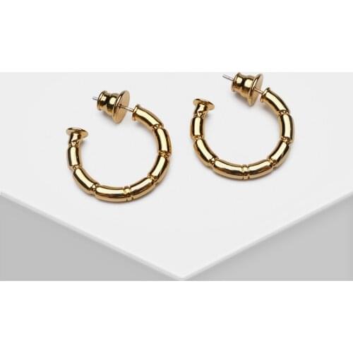 Amorita boutique Bamboo node shape circle hoop earrings