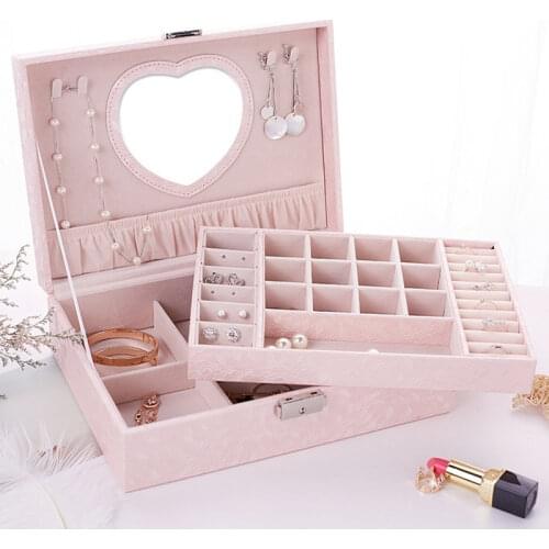Classical European-style Leather Jewelry Necklace Storage Box Jewelry Earring Ring Organizer Display Double-layer Jewelry Casket