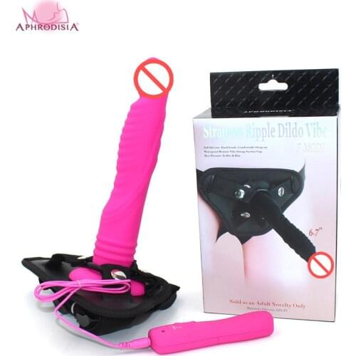 Silicone strap on dildo sex toys for women Strapon Lesbian vibrator 7 vibrating Adult 3 size penis suction cup Dildo