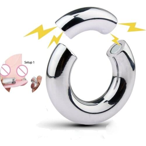 304Stainless Steel Heavy Duty male Magnetic Ball Scrotum Stretcher Metal Penis Cock Lock Ring Delay Ejaculation Sex Toys For Men