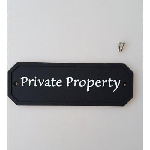 Private Property House Door Plaque Garden Wall Sign in (Black), Wall Door House Yard Sign