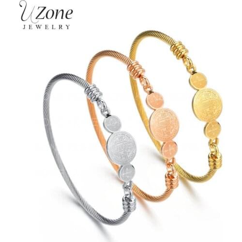 UZone Religious Jesus Christ Bracelet Stainless Steel Christian Cross Bangles Charm Jewelry For Women Christmas Gift Dropshippig