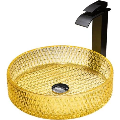 Bathroom Tempered Glass Sink Simple Bathroom Art Above Counter Basin Fashion Balcony Mop Basin Without Faucet Drainage Fitting