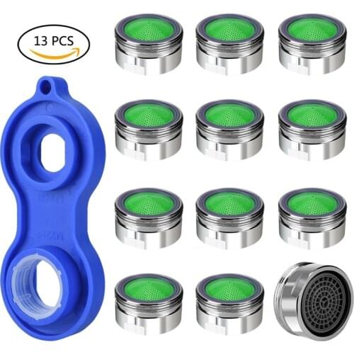 Hot 12 Pc Water Saving Aerator Copper aireador grifo 1Pc Faucet Aerator Wrench Jet Regulators Filter Spare Part for Kitchen Bath