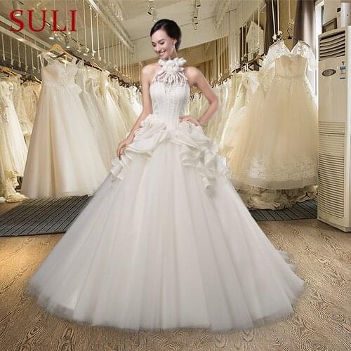 Z-003 Flower Halter Beads Wedding Dresses Turkey