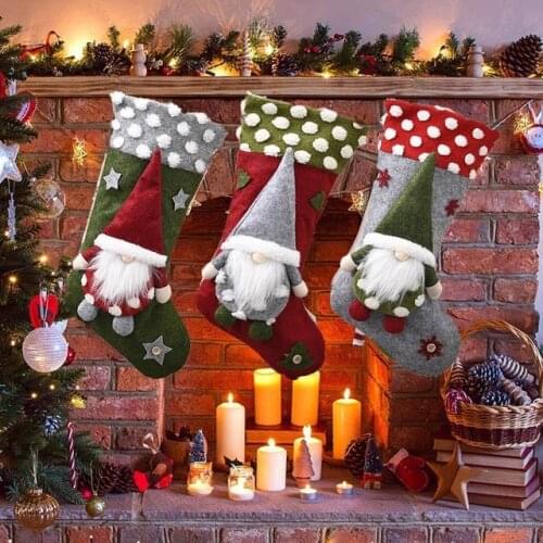 1 pcs Christmas Stocking Large Xmas Gift Bags Fireplace Decoration Socks New Year Candy Holder Christmas Decor for Home