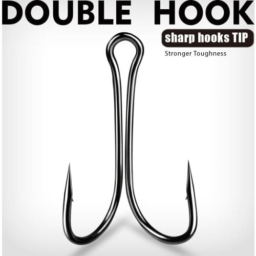 10pcs/lot 6#-4/0# Sharp Hooks High Carbon Steel Double Fishing Hooks Fly Tying Double Hooks for Jig Bass Fishhooks Tackle