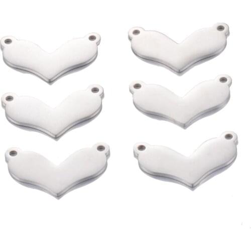 10 PCS Of Stainless Steel Love Heart Blank Rectangle Charm Pendant DIY Jewelry Discovery Bracelet Connector