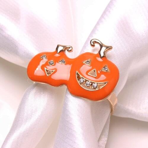 10pcs Painted oil orange double pumpkin napkin buckle cloth ring Halloween napkin ring Thanksgiving napkin ring