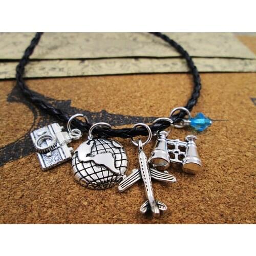 12pcs/lot traveling necklace,travel lover necklace, friends gift ,birthday present , see the world necklace/bracelets/keychain