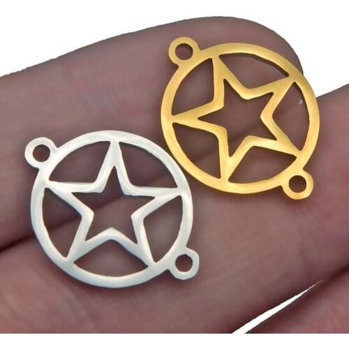 5pcs/lot Hollow Charms Stainless Steel Gold Pentagram Five-pointed Star Hollow Cute Necklace Pendant Diy Jewelry Making Bracelet