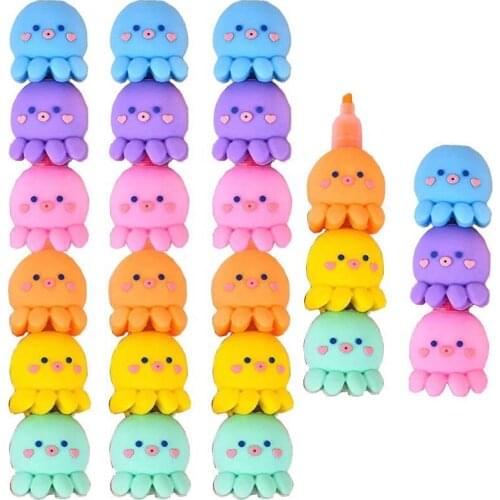 72 Octopus Cartoon Marker Pen Creative Art Marker 6 Color Kawaii Mini Octopus Art Marker Pen Student Christmas Gift