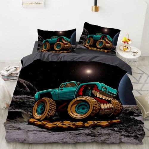 Car Cartoon Kids Bedding set for children baby girls Duvet cover set pillow case Bed linens Quilt cover 140x200 Big teeth