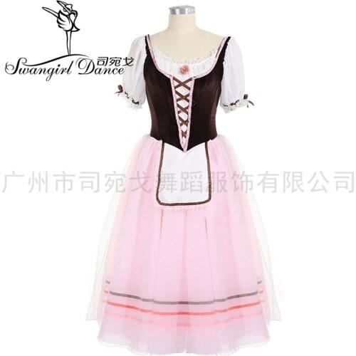 Women Peasant Variation Competiton Ballerina Ballet Tutu Dress Girls Professional Classical Cosutmes Brown BT3030C