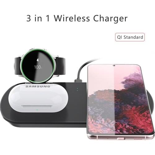 3 in 1 Wireless Charger For Samsung Galaxy Buds Watch Active 1 2 Airpods 2 Pro For Samsung S20 iPhone 11 X Huawei P40 Oneplus 8