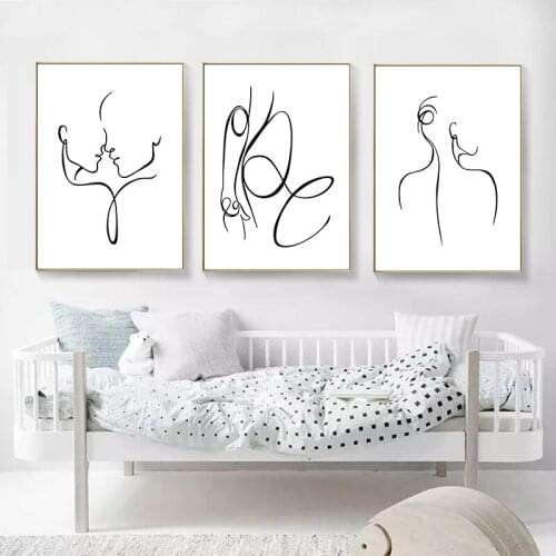 Black & White Abstract Sexy Woman Body Line Nordic Print Poster Wall Art Canvas Painting Wall Picture For Living Room Home Decor