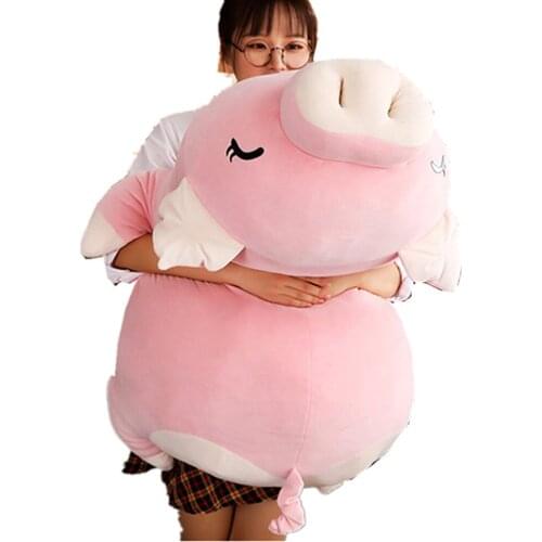 Fancytrader 43'' Kawaii Big Cartoon Pig Plush Toy Big Stuffed Fat Pink Pigs Hugging Pillow for Kids Girlfriend 110cm 2 Colors