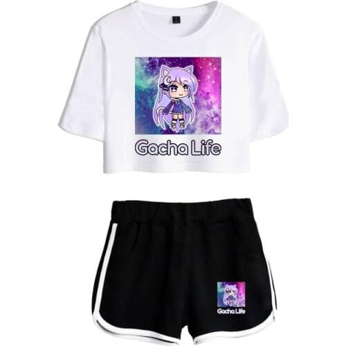 Gacha life New 2 Piece Set Print T Shirt Streetwear Tops+ Shorts Girls Sexy Sportswear Summer Comfortable Breathable Short Pants
