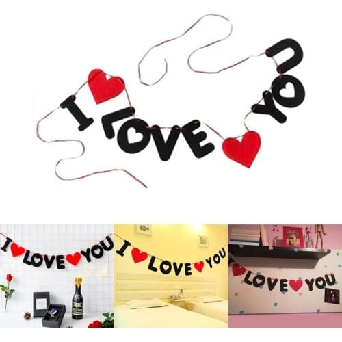 3 M Hanging Decor I LOVE YOU Bunting Banners Non Woven Garland Wedding Valentines Day Birthday Marriage Proposal Room Layout