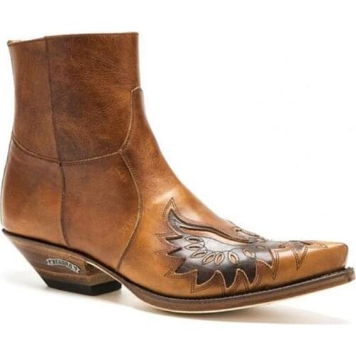 Retro Short Boots 2021 New Square Mid-heel PU Leather Chelsea Brown Embossed Pointed Martin Boots Fashion Boots XM235