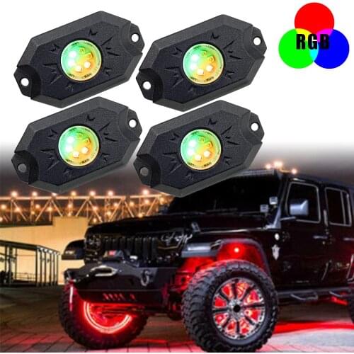 LEEPEE 4pcs LED 12/24V Bluetooth-compatible APP Control Car Accessories RGB Rock Music Lights Underbody Neon Atmosphere Lamps
