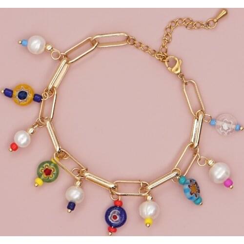 Go2Boho Metal Gold Color Chain Freshwater Pearl Charm Bracelet For Women Natural Pearls Pulsera Bohemia Bracelets Jewelry