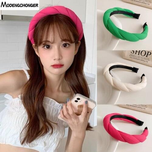 Fashion Girls Hair Accessories Wide Shiny Weaving Hairbands Braided Headband Hair Hoop High Quality Hair Bands Bezel Headdress