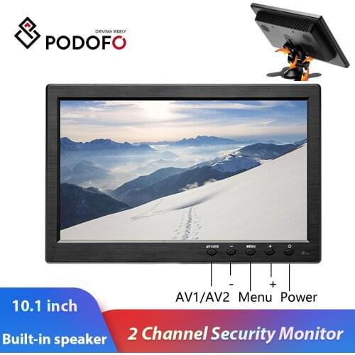 Podofo 10.1" LCD HD Monitor Mini TV & Computer Display Color Screen 2 Channel Video Input Security Monitor With Speaker VGA