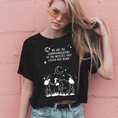 We Are The Granddaughters Of The Witches They Could Not Burn T-shirt Aesthetic Three Women Dancing In The Fire Witchy Top Tee