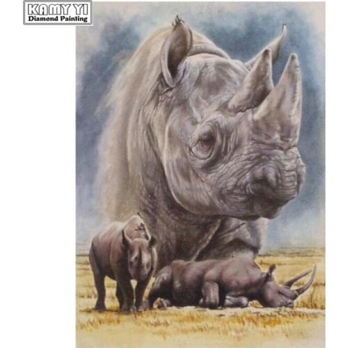 Full Square round Drill 5DDiy Diamond Painting Animal rhinoceros Embroidery painting Cross Stitch Picture By Numbers hobby gift