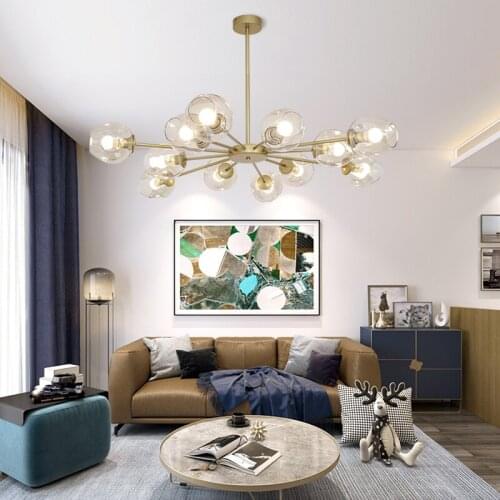 Nordic LED Chandelier Lighting for Dining Room Gold/black Lamp Body Glass Chandelier Lamp Bedroom Living Room Indoor Home Decor