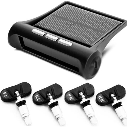 New Solar Power Car Tire Pressure Monitoring System TPMS LCD Display Wireless + 4 Internal Sensor Auto Security Alarm
