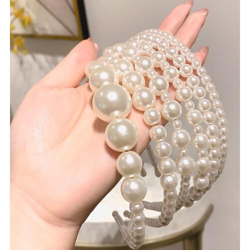 Full Pearls Hairband Head Hoop Headband Hair Hoops Holder Ornament Women Hair Accessories Pearl Hairbands
