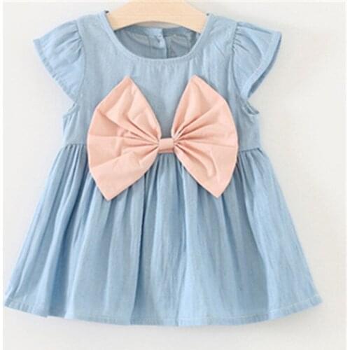 Newborn Baby Dresses with Bow Sleeveless Cotton Baby Girl Princess Dress Summer Solid Childrens Clothing Wedding Kids Dresses