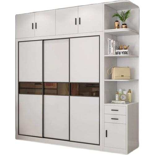 Simple combination sliding door large wardrobe for home bedroom use