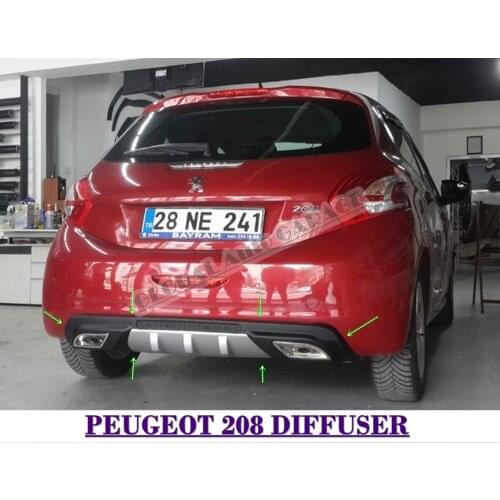 For Peugeot 208 Diffuser 2012 2013 2014 2015 2016 2017 2018 2019 Extension Rear Bumper Attachment Car Styling Auto Universal